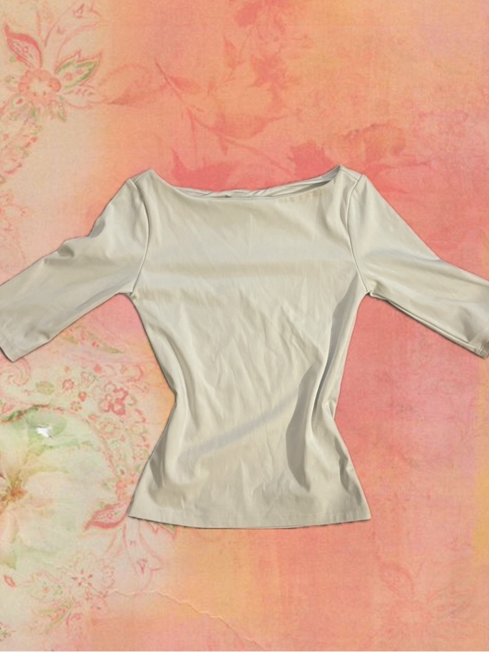 H&M Cream Boatneck Short Sleeve Top
